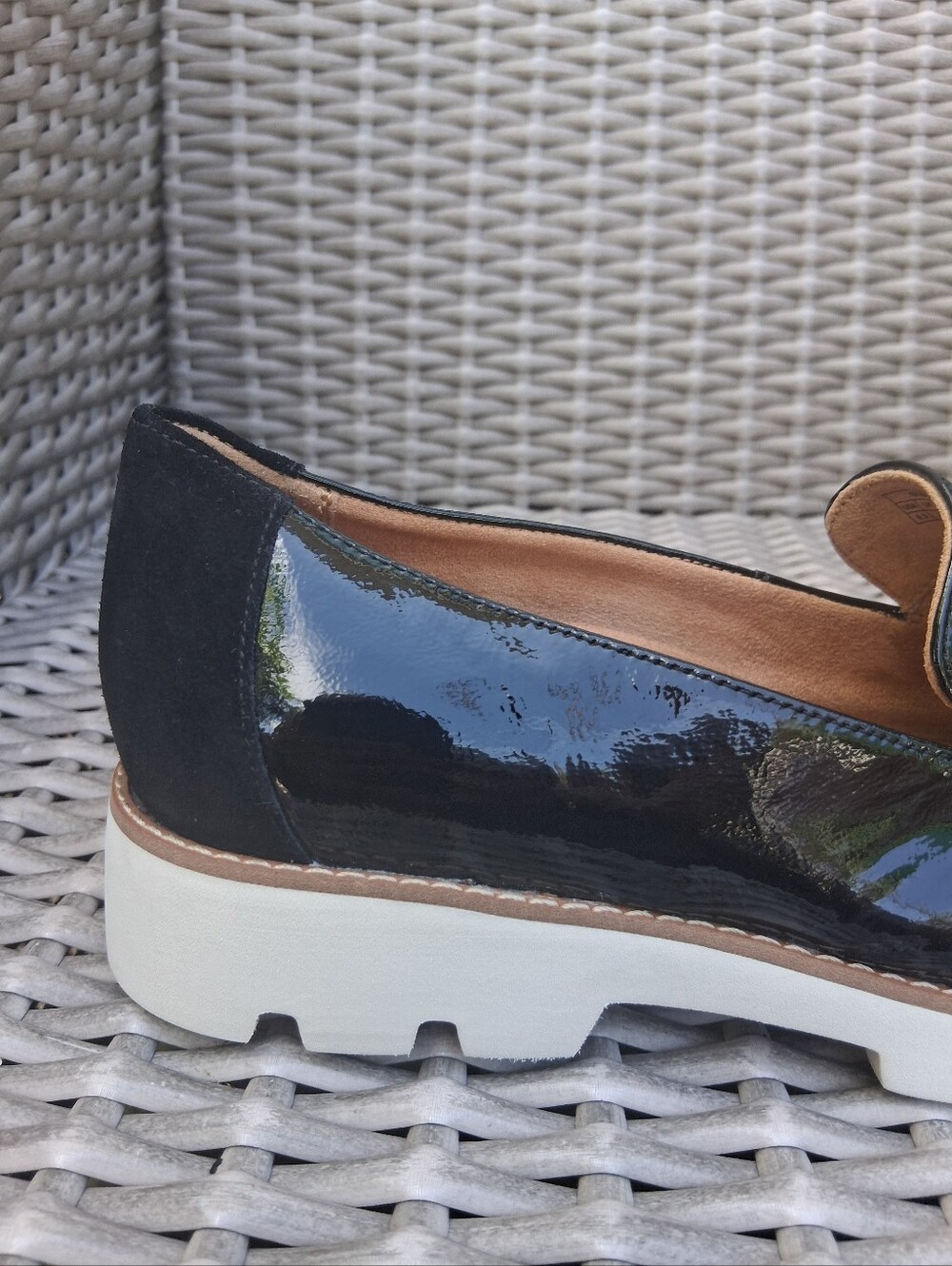 NEW Vionic Kensley Black Patent Leather Slip-On Loafers with White Sole - Picture 5 of 14